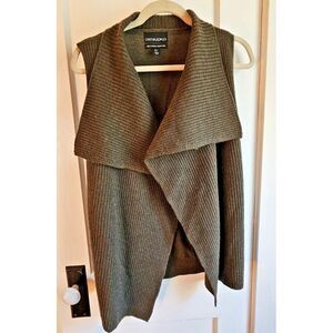 Cythia Rowley woman‎ Sz S sweater vest open front green drapey 100% Merino wool
